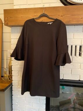 Debbie Shuchat Size 10 Fully Lined Black Ruffle-Sleeve Dress Mother of the Bride